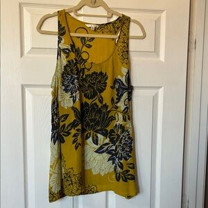 CAbi Vintage 268 Yellow and Blue Floral Tank Top